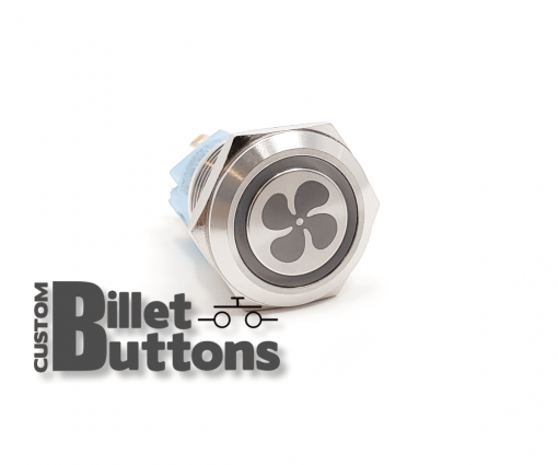 FAN SYMBOL 19mm Laser Etched Custom Billet Buttons