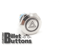 22mm Hazard Symbol Laser Etched Billet Buttons