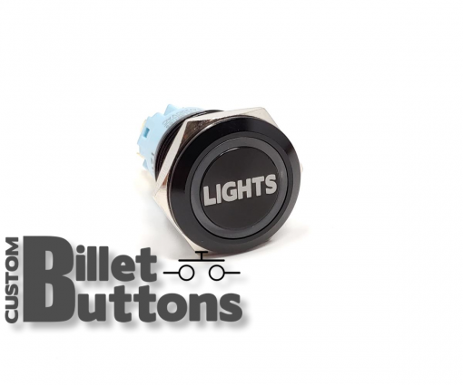 19mm Lights Laser Etched Billet Buttons