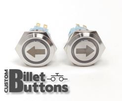 Turn Arrow 19mm Laser Etched Billet Buttons