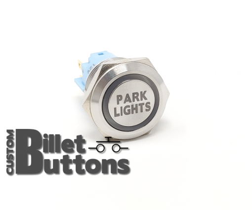 19mm PARK LIGHTS Laser Etched Custom Billet Buttons