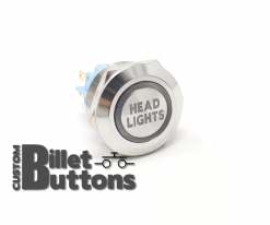 HEAD LIGHTS 22mm Laser Etched Custom Billet Buttons